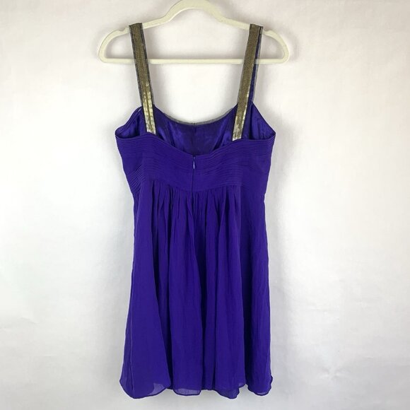 BCBG Maxazria Milkmaid Mini Dress Size 10 Purple Silk Y2k Fairy Whimsigoth Party - Picture 4 of 14